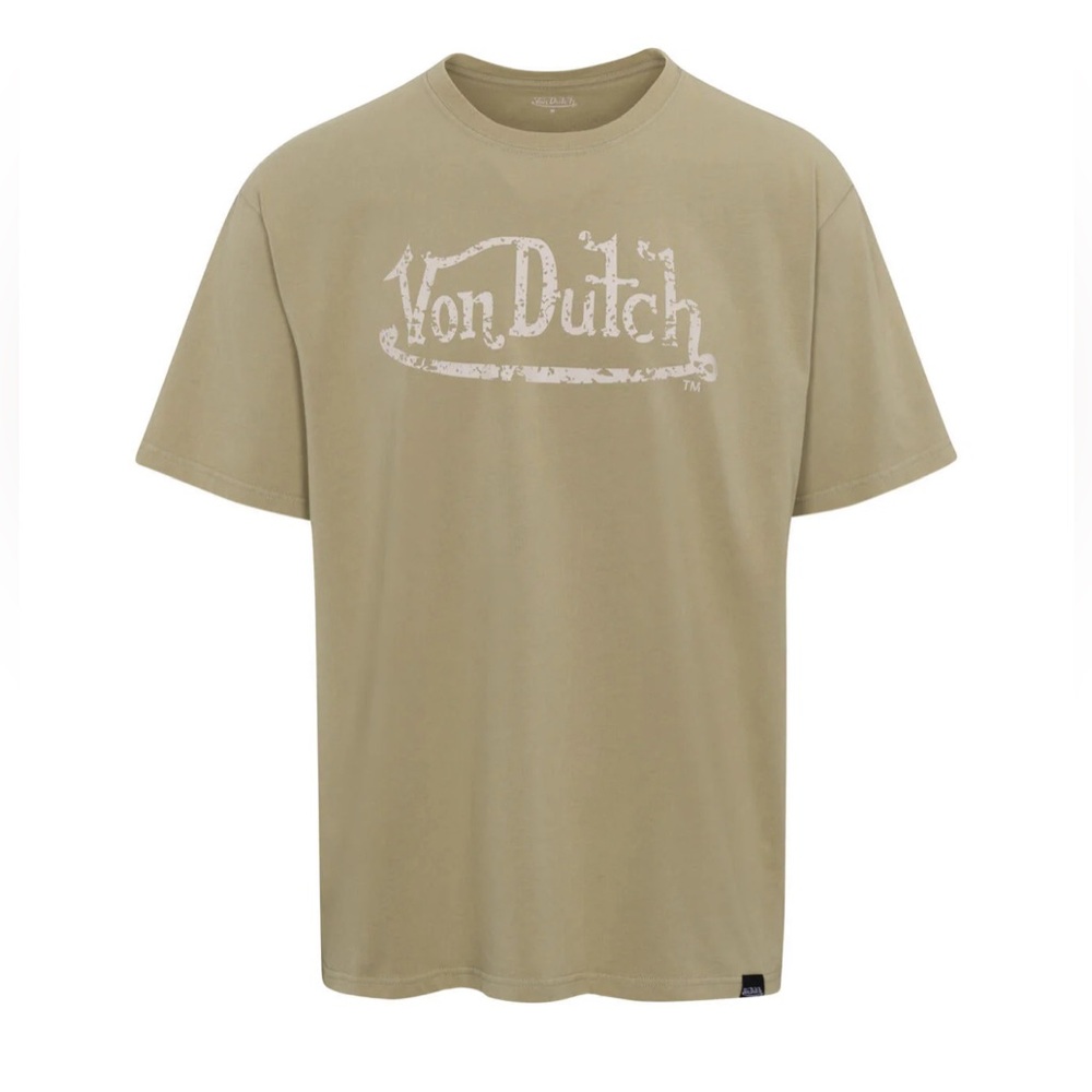 Von Dutch Distressed Logo Relaxed Fit Tee Multiple Sizes Green Sage NEW Sold Out
